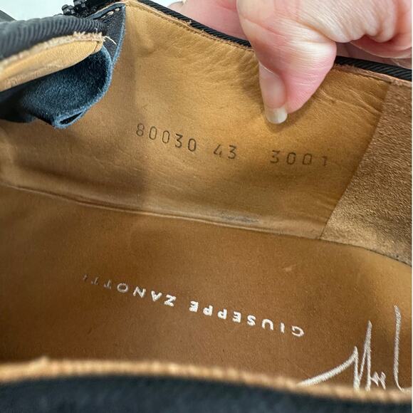 Giuseppe Zanotti Ron Costner Sneaker Black Leather Emboss Cream Side Zip 43 / 10 - Picture 6 of 16